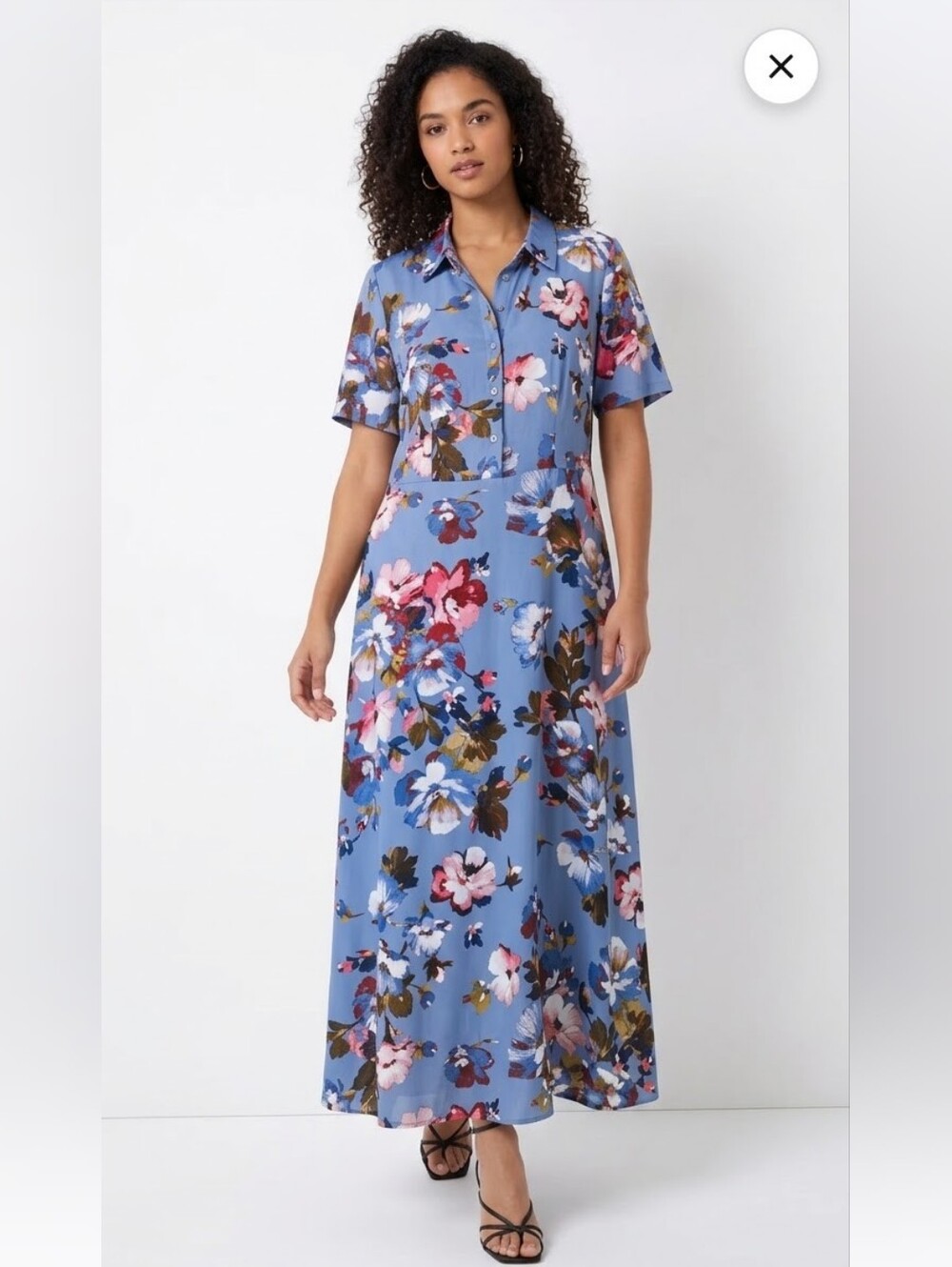 Emma & Michele Blue Floral Short Sleeve Maxi Dress XL NWT